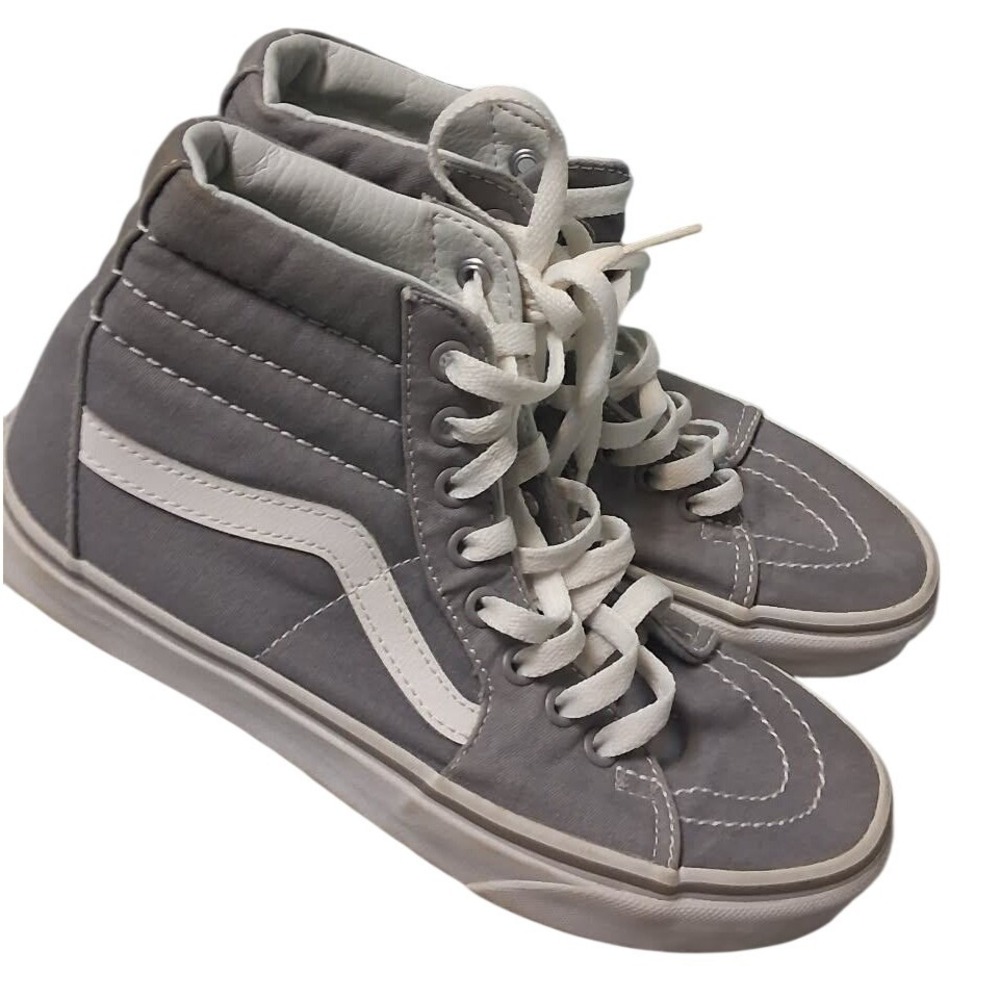 Vans Sk8-Hi Grey Canvas High Top Skate Shoes Mens 5.5 Womens 7.0 500714